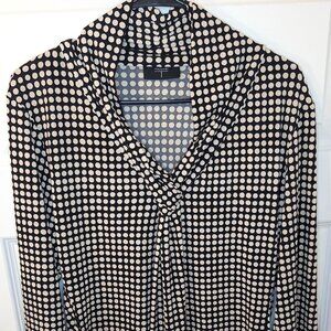Tahari Women's Black Shirt with Beige Polka Dots, Size XL - RN 93178